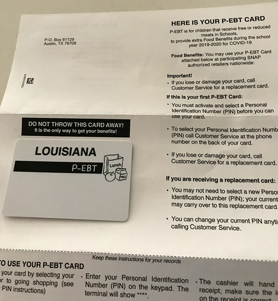 Pandemic Electronic Benefit Transfer P EBT Program Louisiana 