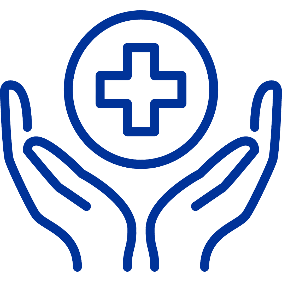 two hands holding a medical cross symbol