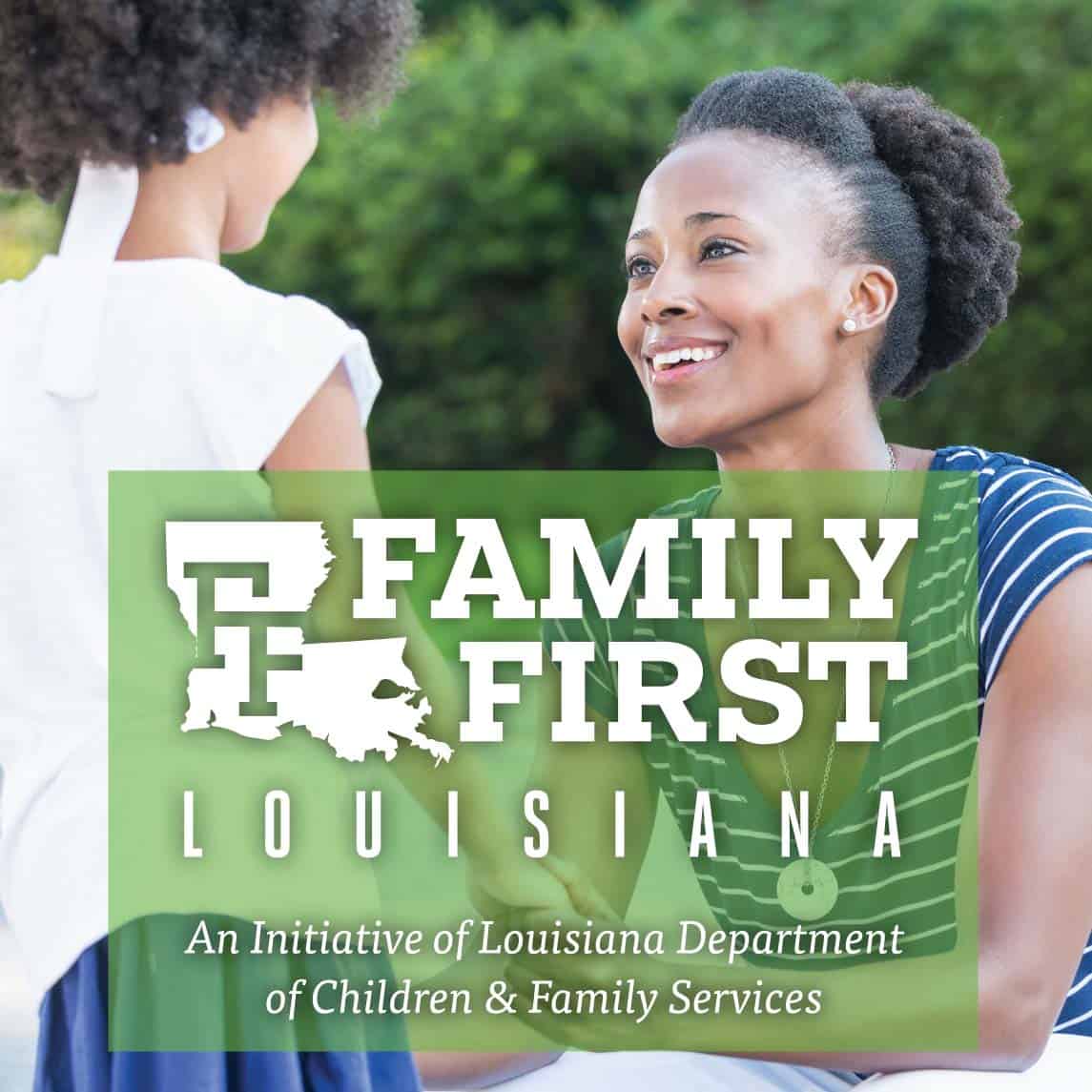 DCFS Family First Logo with photo of mother and daughter