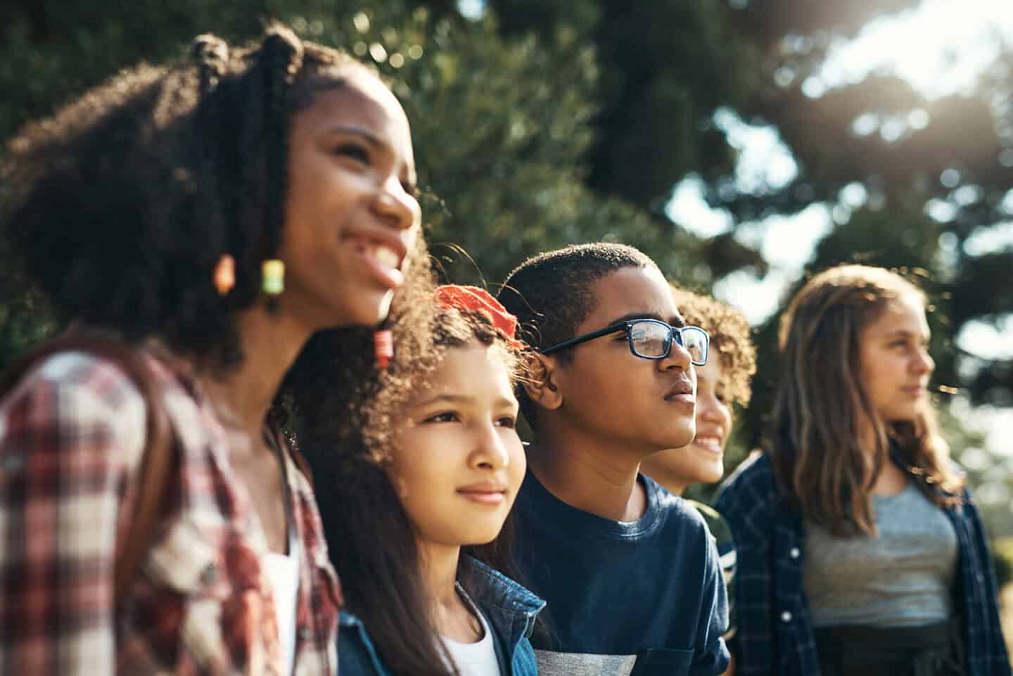 group of young children standing together
