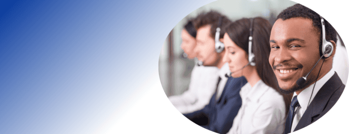 Customer service team with headsets providing support at Louisiana DCFS.
