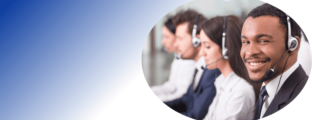 Customer service team with headsets providing support at Louisiana DCFS.